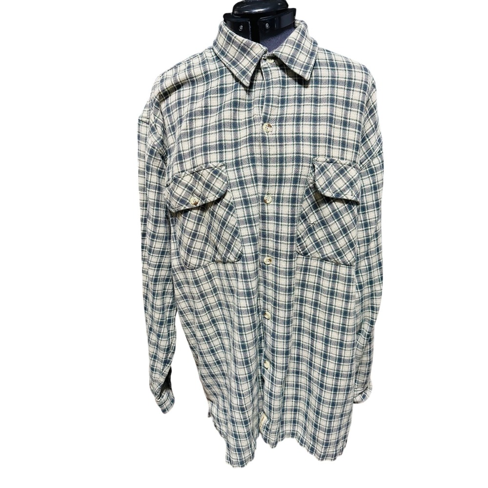 Opinions Mens XL Plaid‎ Flannel Long Sleeve Button Up Shirt Cotton Blend